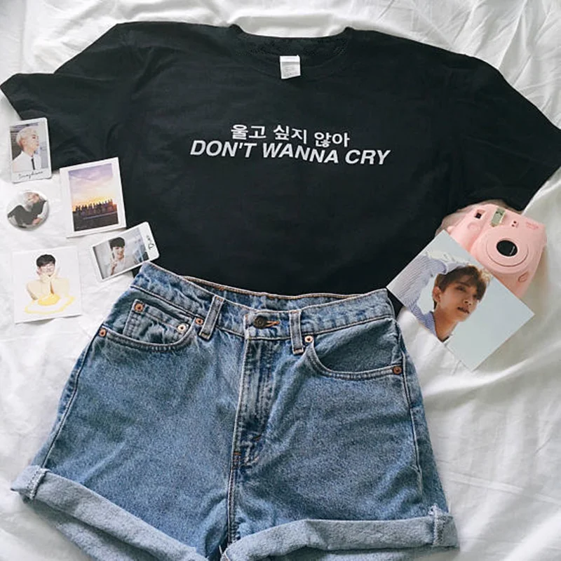 Seventeen; Кей-поп Корея не хочу футболка с Far Cry Для женщин Модная хлопковая одежда с принтом букв футболка Femme Harajuku tumblr уличная футболка