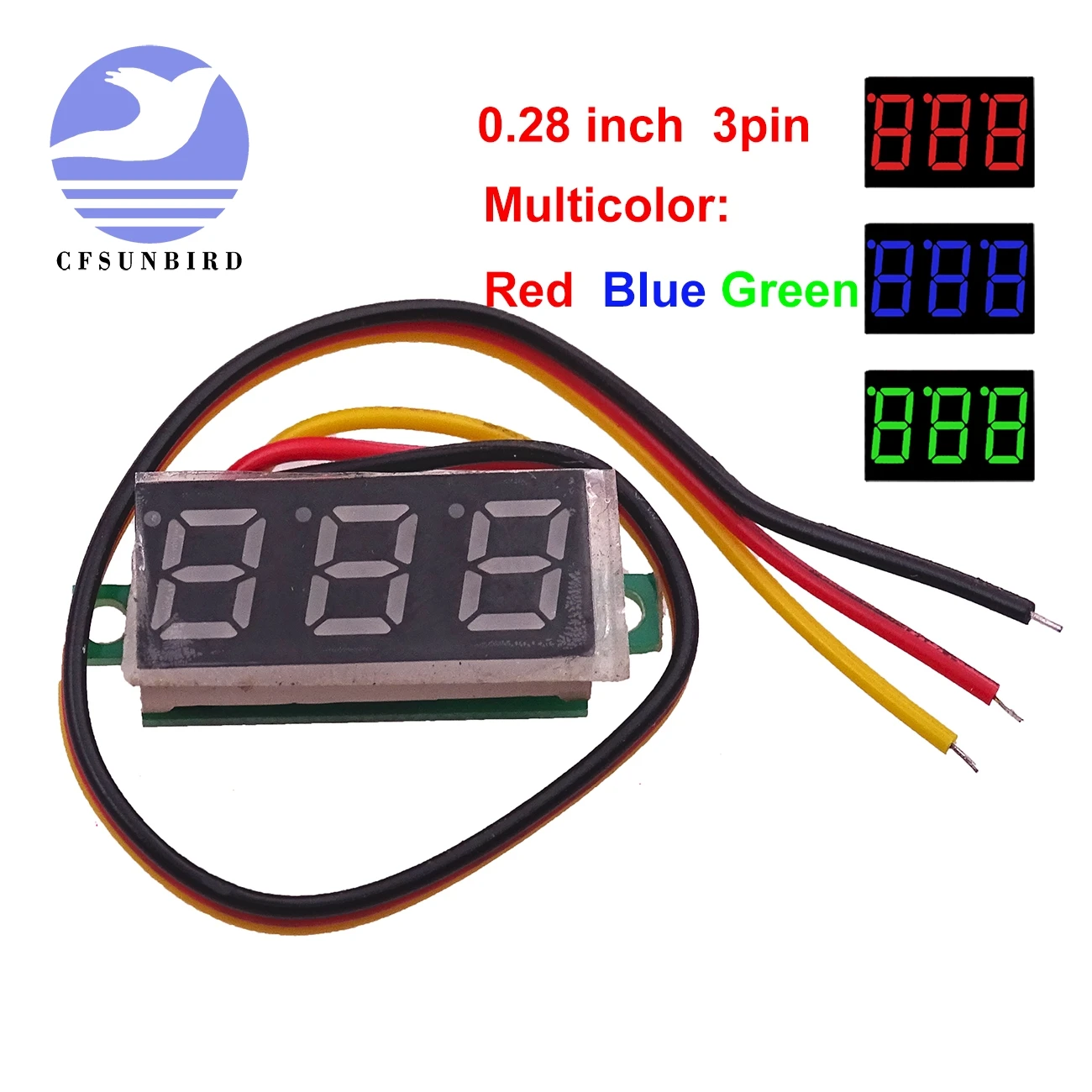 Plage de mesure DC 0 100 V, 10pcs Mini Digital voltmètre DEL panelmeter 3 Câble 