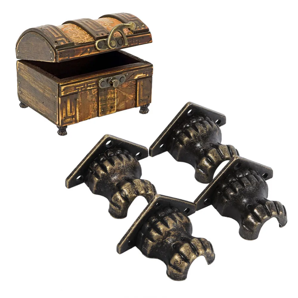 

4pcs Antique Brass Zinc Alloy Retro Jewelry Chest Wood Box Decorative Feet Leg Corner Protector Hardware Furniture Decoration