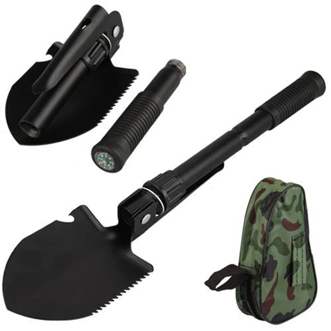 

Hot sale Multi-function Military Portable Folding Camping Shovel Survival Spade Trowel Dibble Pick Emergency Garden Outdoor Tool