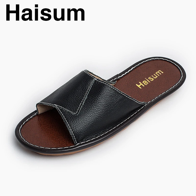 

Men's Slippers Spring And Summer genuine Leather Home Indoor Slip Non-slip Slippers 2018 New Hot Kh001