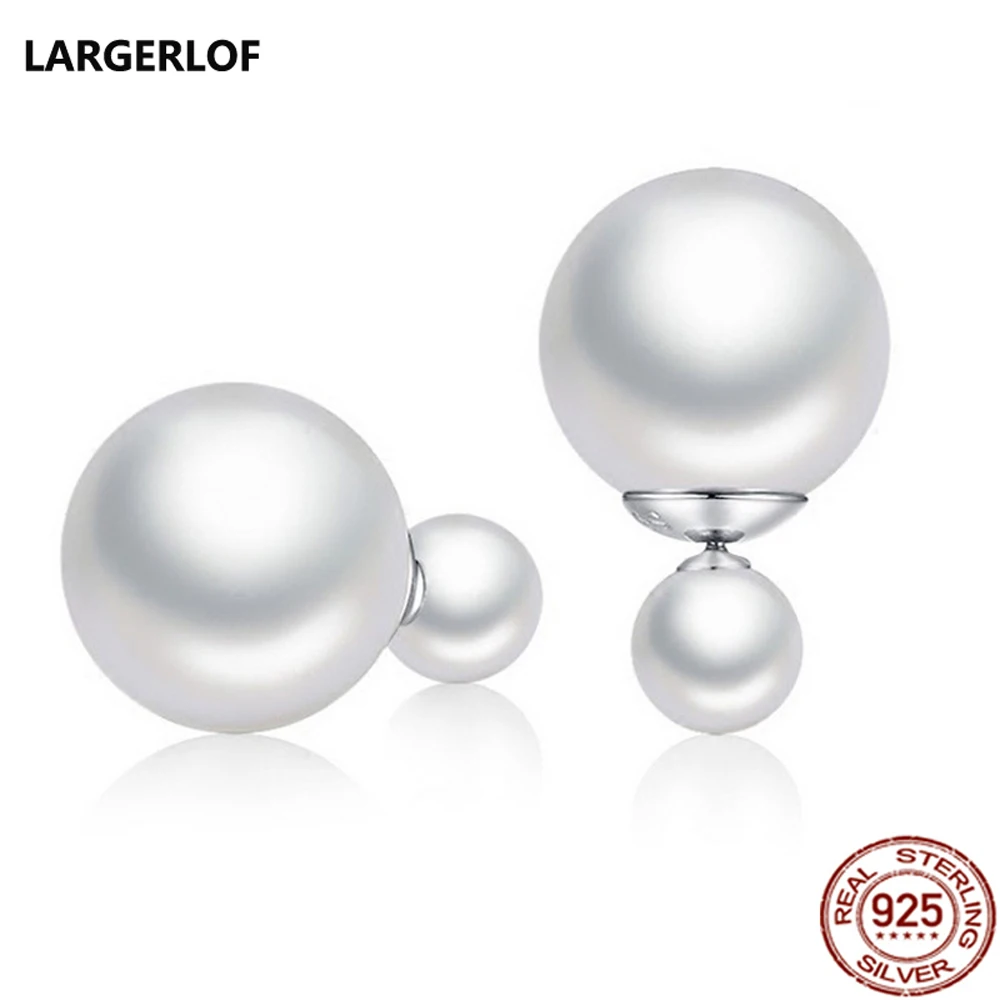 

LARGERLOF Pearl Earrings double sided earring 2019 Fashion Women 925 Silver Earrings earing For women zz005--9