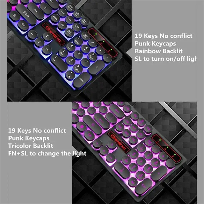 Durable USB Interface Backlight Wired Gaming 100mA Keyboard Wear Resistant, Waterproof For Desktop 104 DC 5V