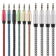 1000 шт., длина 1 метр, 3,5 мм Jack Плетеный аудиокабель наборы аксессуаров для iphone samsung mp3 наушники