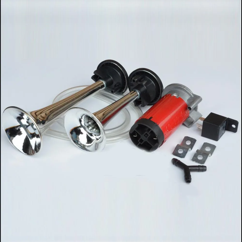 Chrome Мотоцикл Велосипед громкий двойной труба Air Horn 12 вольт 135dB модификации для