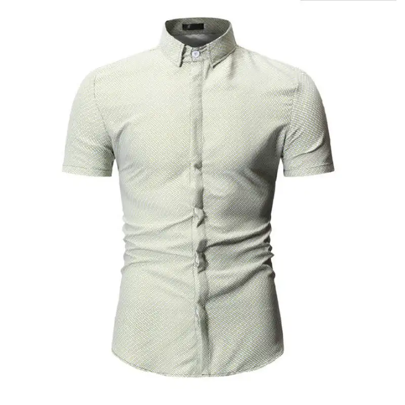 Новые летние мужские рубашки с коротким рукавом slim Fit Camisa Masculina Повседневное мужские рубашки Социальное модные Chemise homme M-3XL - Цвет: YS92 green