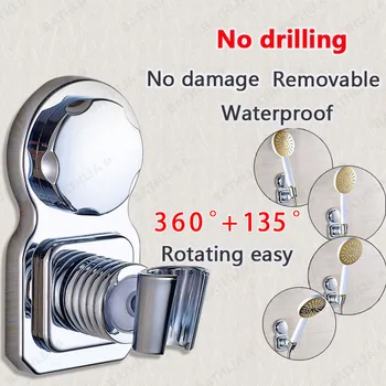 

ABS Plastic White Chrome Shower Seat Handheld ShowerHead Holder Wall Mounted Shower Head Bracket Strong Adhesive Shower Holder