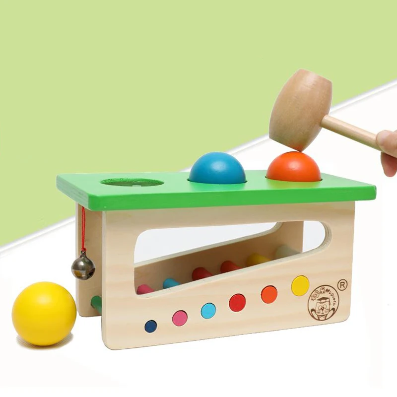  Wooden Sound Knocks Beat Balls Montessori Material Educational Toys For Children Puzzle Music Oyunc
