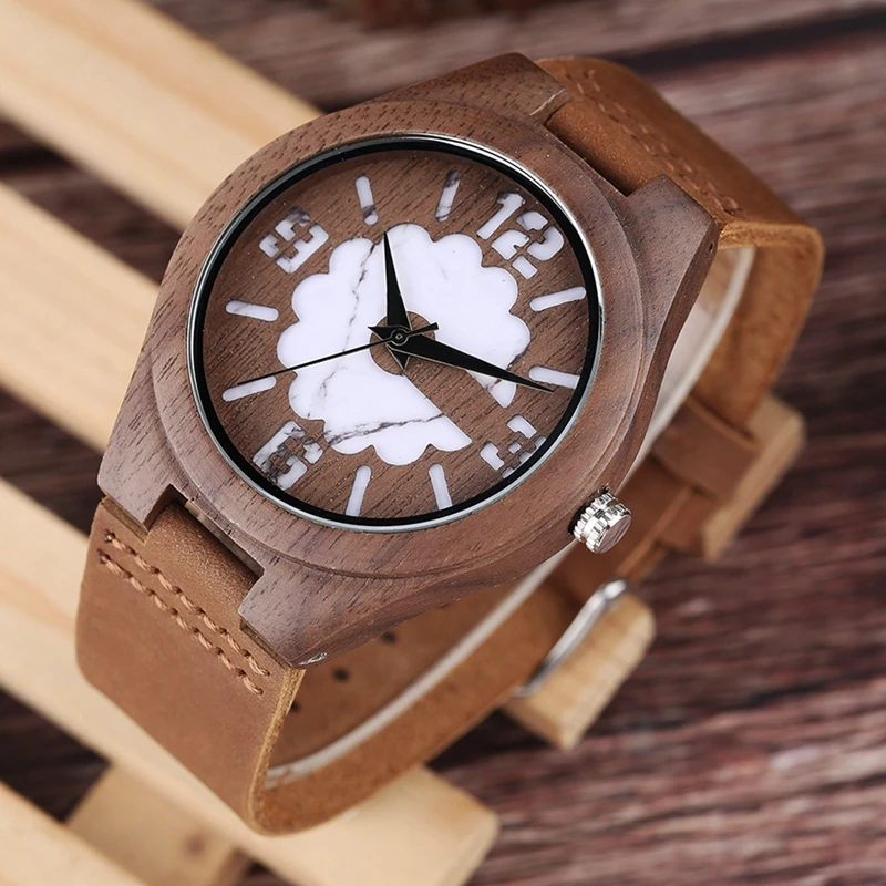 Top Gifts Wooden Watches for Men Vintage Coffee Unique Marble Dial Men's Watch Zebra Wood Green Quartz Analog Watch Reloj Hombre 2018 (21)