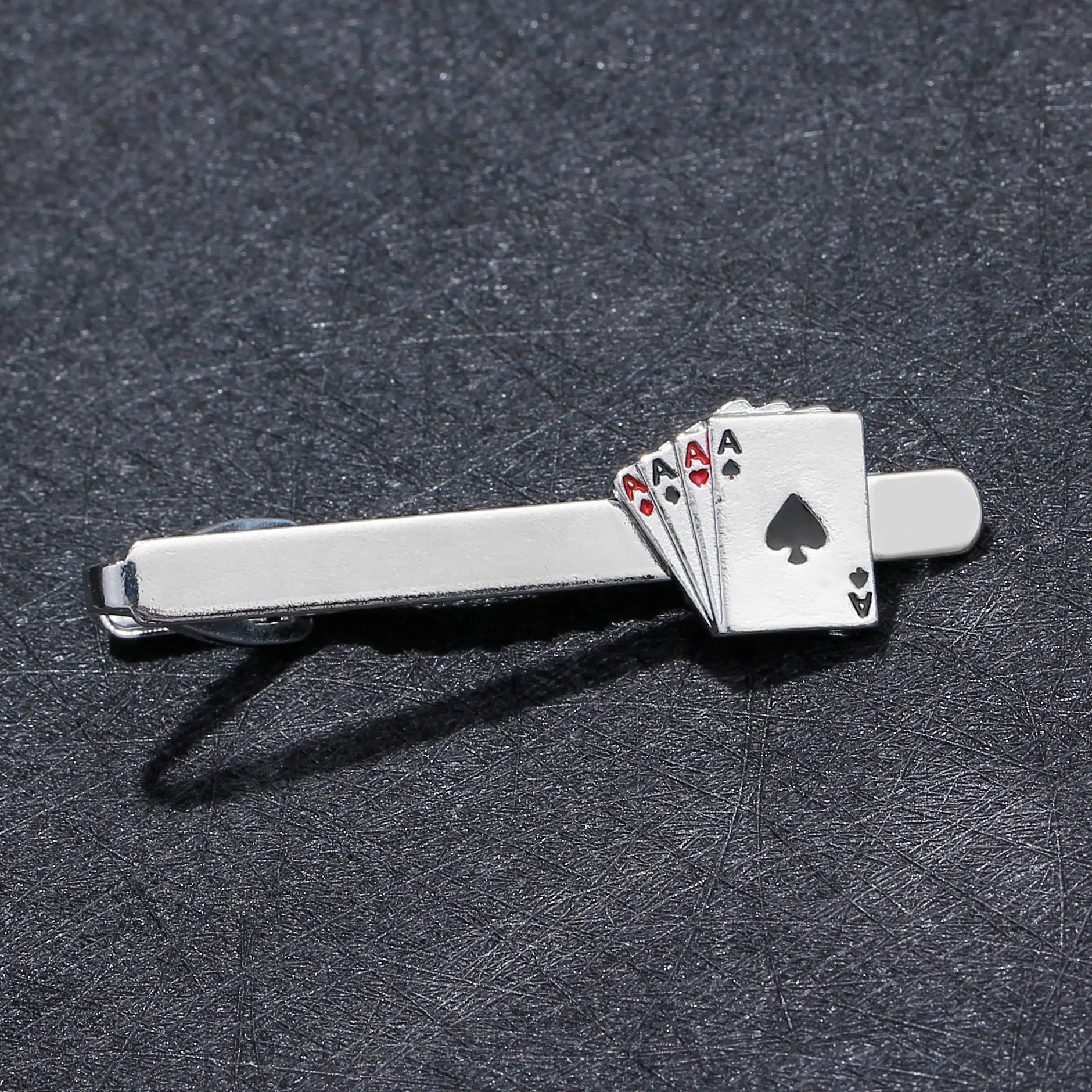 

8Seasons New Fashion Silver Color Poker Shape Tie Pin Clamp Shirt Tie Bar Clasp Mens Party Gifts Jewelry Accessories,1 Piece