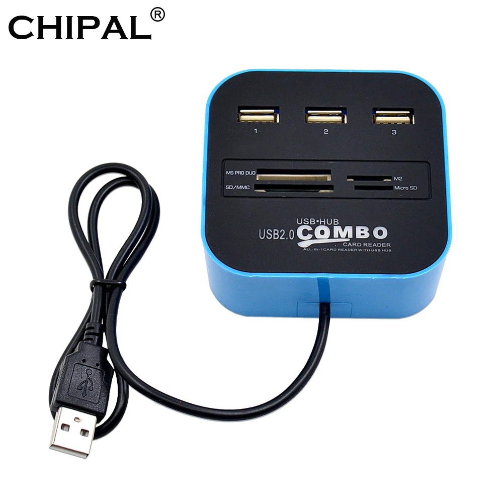 CHIPAL All in one USB HUB Card Reader Multi USB Splitter Combo Support