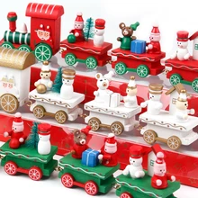 Little Train Wooden Christmas Decorations for Home Xmas Decor Christmas 2019 New Year 2020 Christmas Ornaments Christmas Noel 4 section little train christmas ornaments