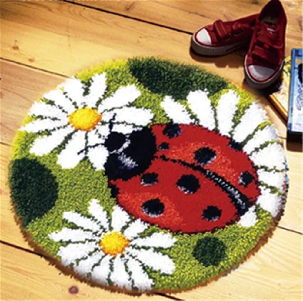 Latch Hook Kit Rug Cushion Pillow Mat DIY Craft Ladybug 50CM by 50CM Cross Stitch Needlework