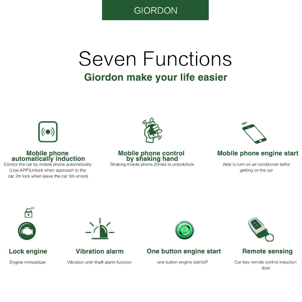 General motors PKE keyless one-button access to the system mobile phone remote boot one-button start up bluetooth connection