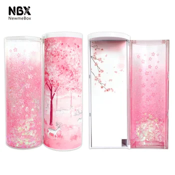 

Quicksand Translucent Creative Multifunction Cylindrical ipen Pencil Box Case Stationery Pen Holder 2019 Newmebox Pink Blue Star