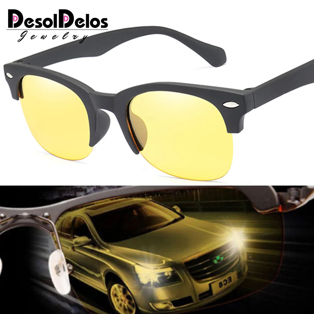 

DesolDelos Polarized Night Vision Sunglasses Women Semi-rimless Sun Glasses for Driving Men Anti-glare Safety Goggles UV400