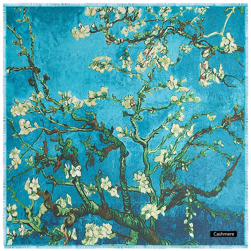 

[LESIDA]130*130CM Large Cashmere Scarf New Brand Design Women Shawl Oil Painting Floral Scarf High Quality Shawls Lady Gift 9250