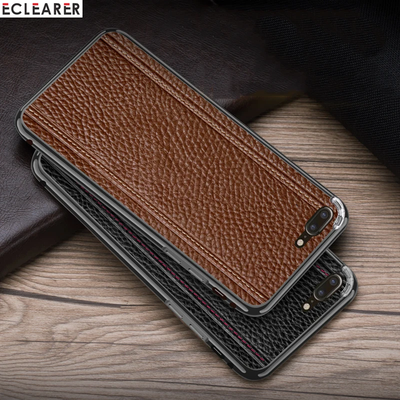 

Metal Aluminum Bumper For iPhone 8 Genuine Leather Phone Protector Sticker Case For iPhone 7 8 6 6s Plus Shockproof Bumper Cases