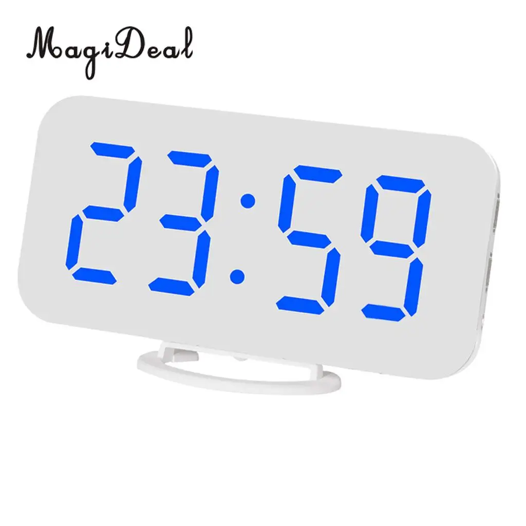 Phone Charging USB Alarm Clock Digital Clock with Large Easy-Read LED Display Diming Mode Snooze Function Mirror Surface