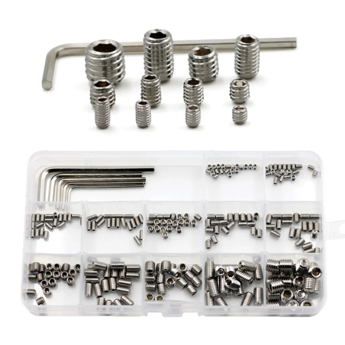 

240pcs M3/M4/M5/M6/M8 Stainless Steel Wood Screws Allen Bolts Hex Socket Head Cap Screws Assortment Kit+5 pcs Wrench