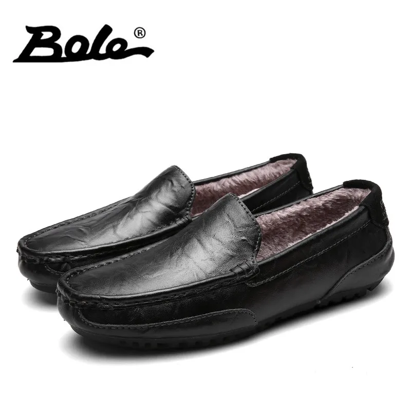 BOLE Winter Men Loafers Slip on Leather Men Casual Shoes Plus Fur Warm Driving Shoes Soft Moccasins Loafers Brand Men Flats BOLE Winter Men Loafers Slip on Leather Men Casual Shoes Plus Fur Warm Driving Shoes Soft Moccasins Loafers Brand Men Flats