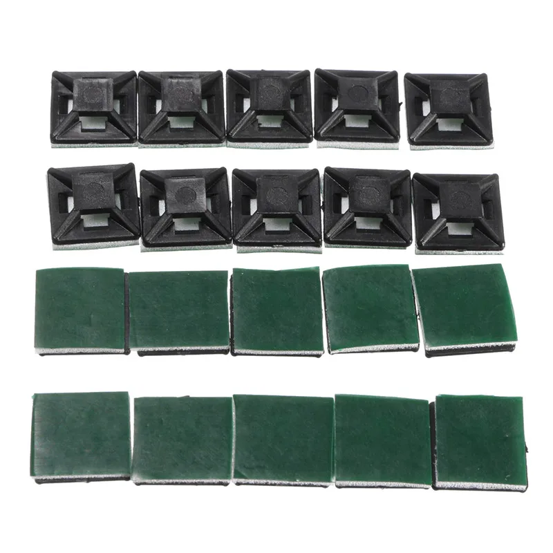 100pcs 13mmx13mm Square Self Adhesive Cable Tie Mount Bases Zip Tie