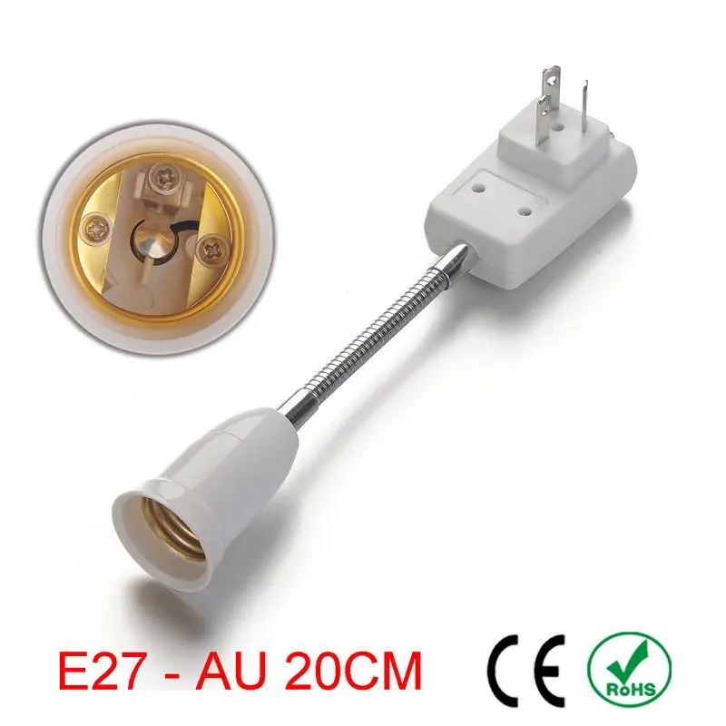 30pcs E27 To Au Plug Switches Outlets 20cm Extender Lamp Holder Base