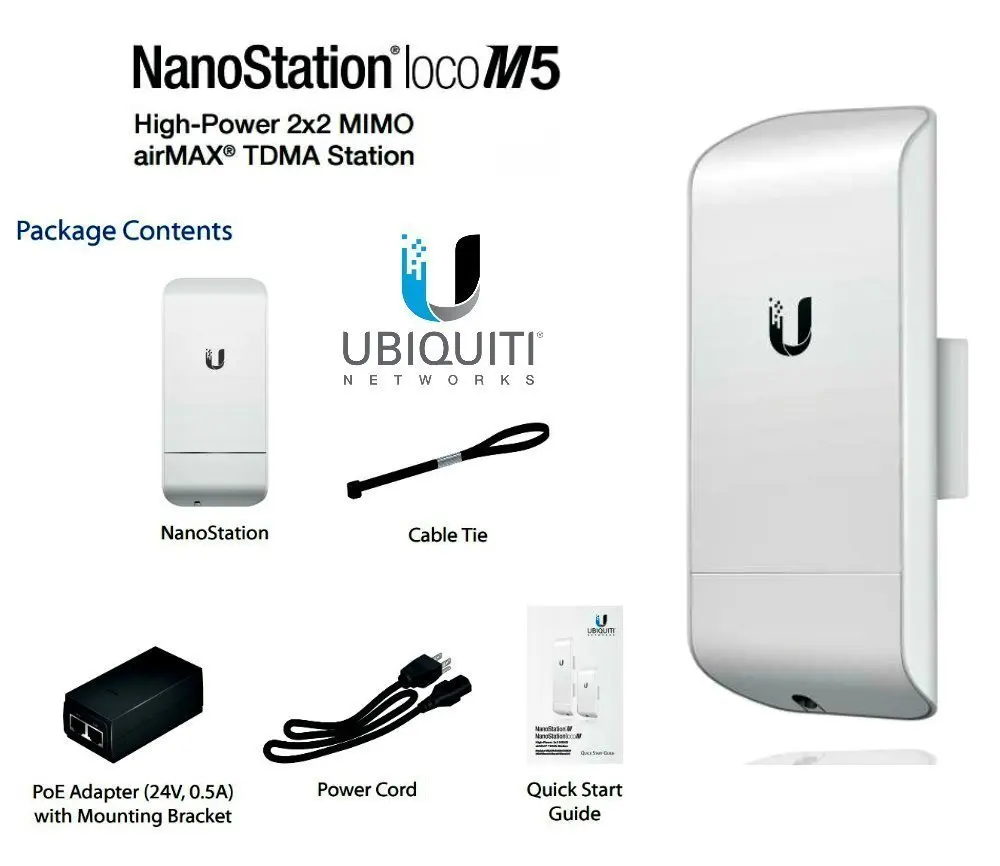 Ubiquiti NanoStation loc5 5 ГГц беспроводной сетевой мост airMax 13dBi CPE в пределах 1 км 1 штука(только один! Необходимо использовать с двумя