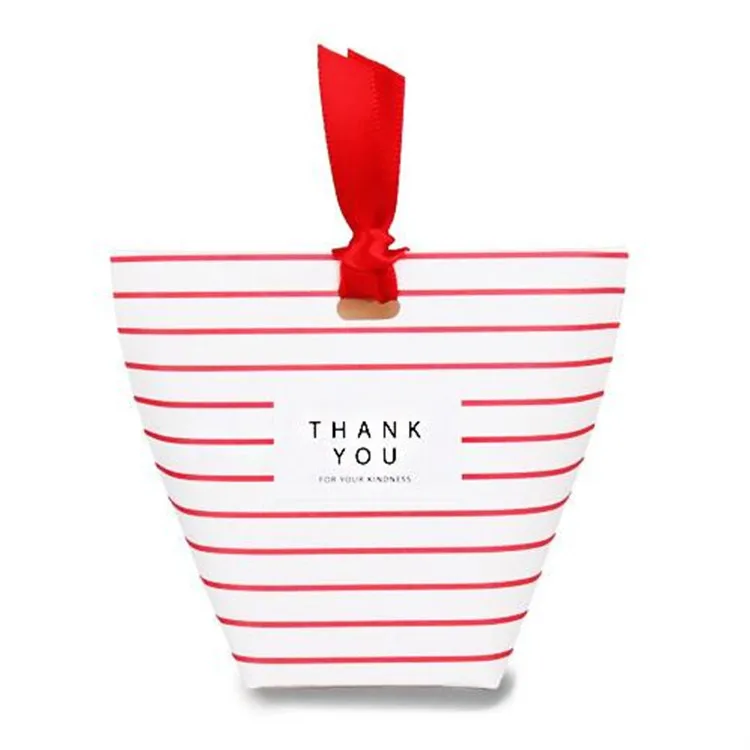 50 Red stripes pattern flower Candy Box ,paper gift bag,gift wrapping