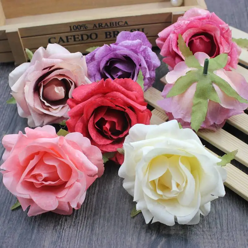 

3 PCS/lot 7cm Multicolor Artificial rose head Use For Wedding Decoration DIY Wreaths Craft Gift Supplies