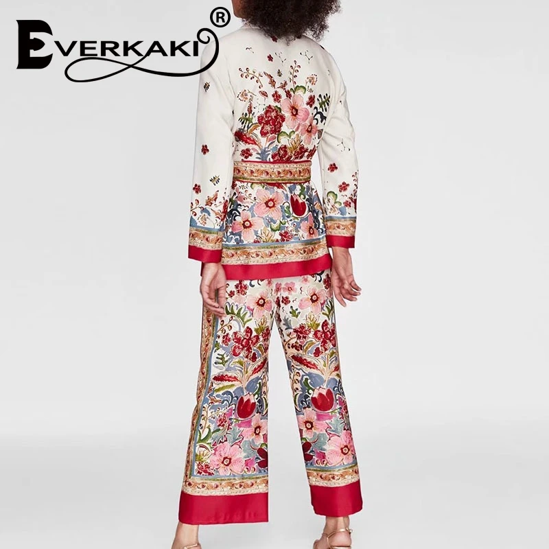 Everkaki Women suit blazer floral designer jacket korea fashion Long sleeve ladies blazer female office coat