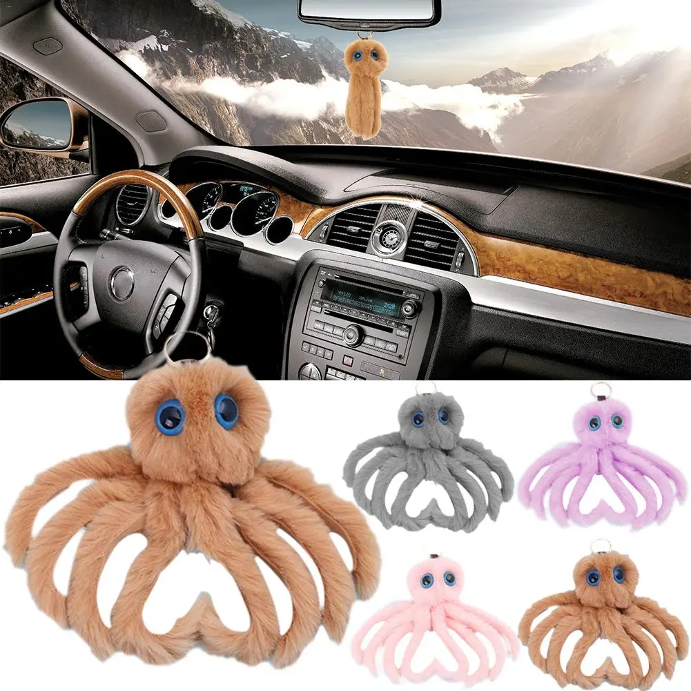 

Hot Cute Octopus Doll Keychain Faux REX Rabbit Fur Ball Car Decoration Fashion High Quality Car Keychain