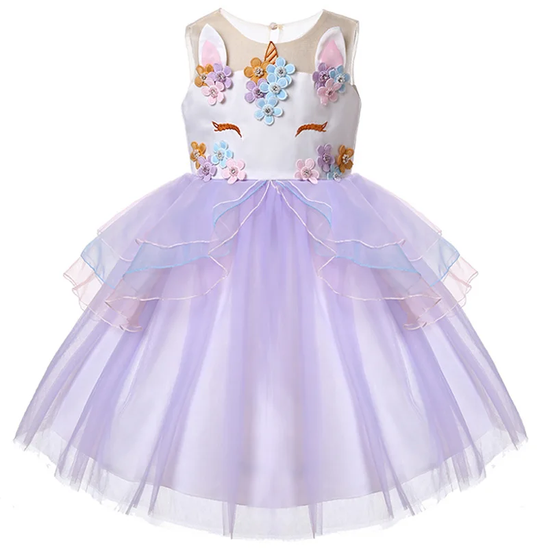 Детские платья для девочек; вечерние платья-пачки с единорогом для маленьких девочек; карнавальный Пасхальный костюм; детское платье принцессы; Одежда для девочек - Цвет: Purple