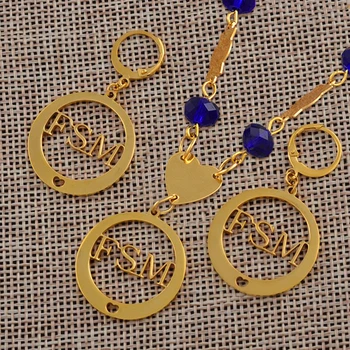 

Federated States of Micronesia Stainless Steel Pendant Necklaces Earrings sets for Women Gold Color FSM Jewelry Gift #J0087