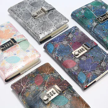 

New A5 Leather Diary Notebook with Lock code 140 sheets paper notepad note book Office school supplies Gift