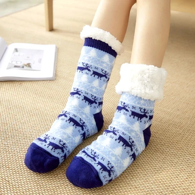 Утепленные двойные флисовые Носки рождественские женские носки теплые толстые носки 7 цветов осень и зима новое поступление - Цвет: 3