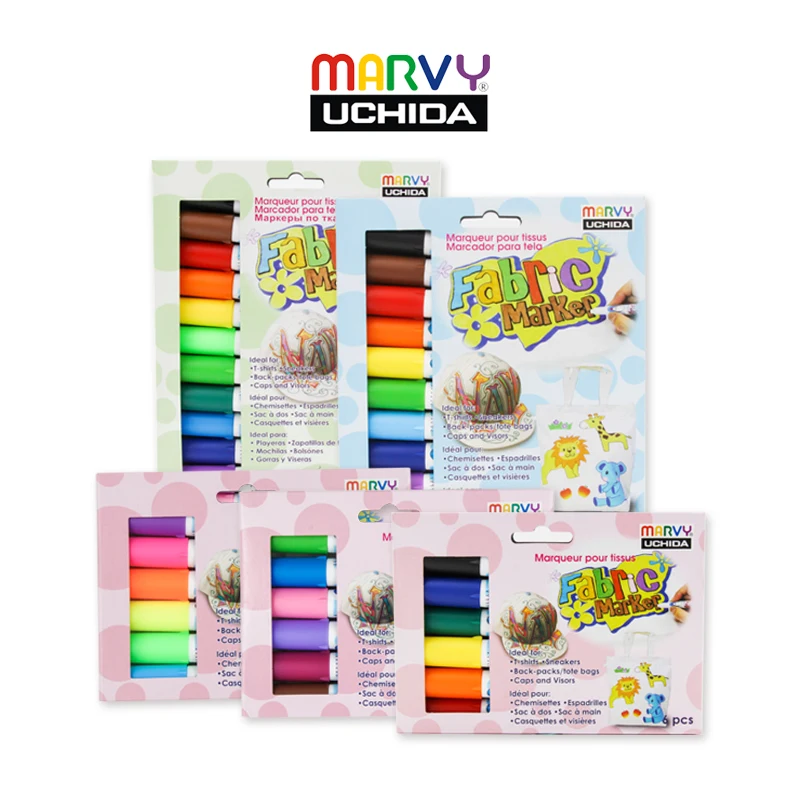 

Marvy Fabric Pen 6A/6B/10A/12A/30A Colores Markers Pens Non-Toxic DIY Graffiti Painting Clothing Markers Pen