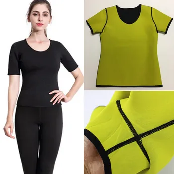 

Women Slim T-shirt Body Shapers Vest Neoprene Corset Sauna Shirt Waist Tranier Shaper Short Sleeve Modeling Strap Sweat Vest