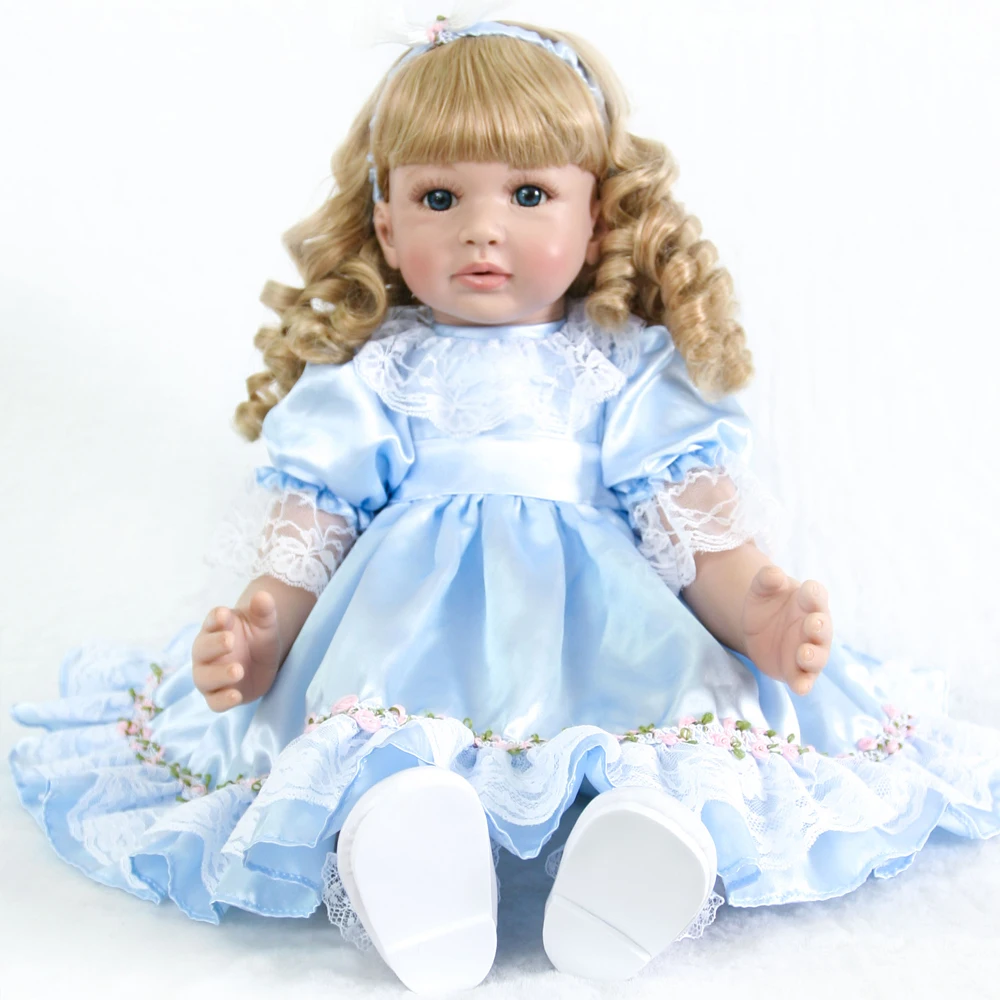 Reborn blond girl baby doll 60 см мягкая силиконовая кукла Reborn Baby 2" игрушка для девочек новорожденный Bebes reborn menina boneca