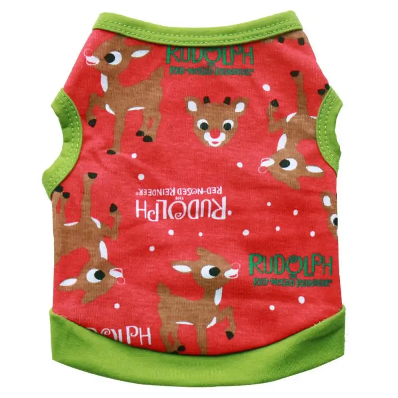 Christmas Pet Dog Puppy Clothes Cotton Deer Vest Shirt Clothes ropa