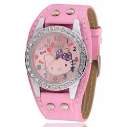 Relogio Feminino часы для девочек relojes детские часы с рисунком из мультфиломов розовый милый котенок часы модные школьные детские кожаные часы 2019