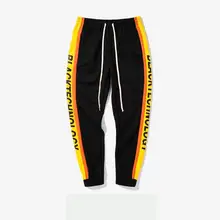 Осенне-зимние мужские штаны с принтом в виде букв сбоку, с эластичной резинкой на талии, винтажные тренировочные штаны для бега, спортивные повседневные штаны для улицы