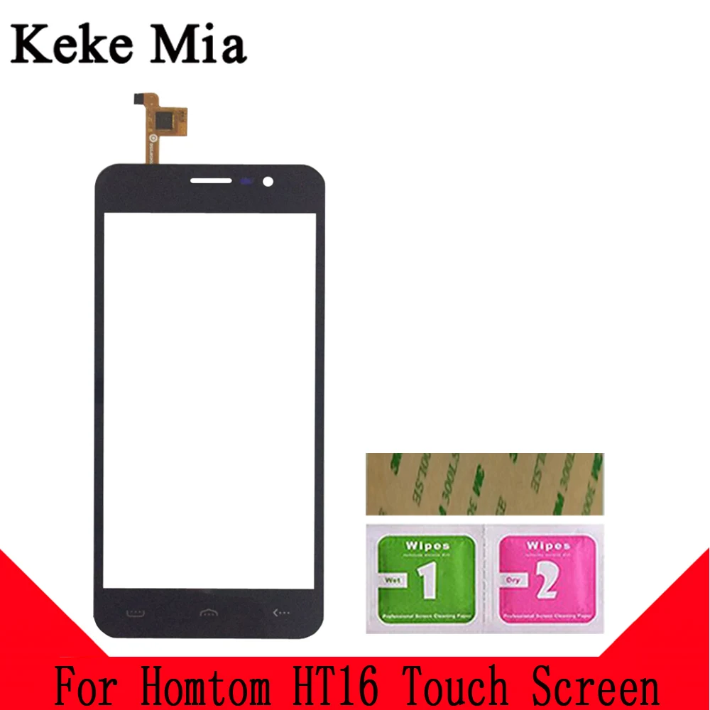 Keke Миа 5," черный HT16 для сенсорной стеклянной панели для HOMTOM HT16 сенсорный экран дигитайзер стекло сенсор инструменты Бесплатный клей+ салфетки - Цвет: Black No Tools