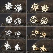 Brincos minimalista, brincos dourados de várias formas de aço inoxidável para mulheres e meninas, acessórios de joias de festa