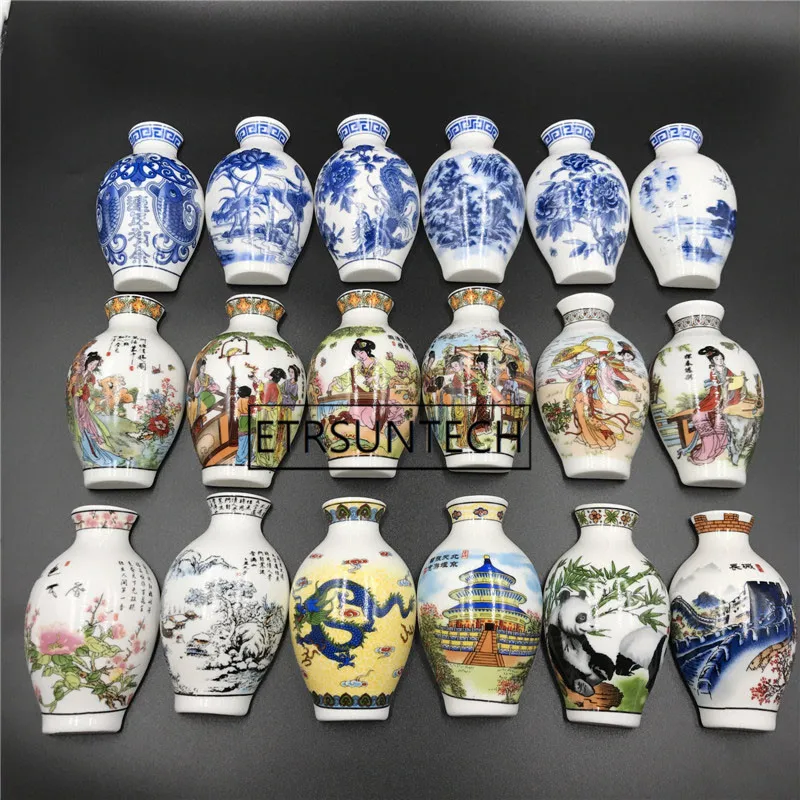 120pcs Chinese Ceramic Flower Vase Shape Fridge Magnets Use on Whiteboard Blackboard Kids Gifts Home Decoration