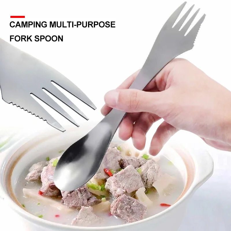 Ложка Spork портативная 3 в 1 из нержавеющей стали кухонная посуда для походов на