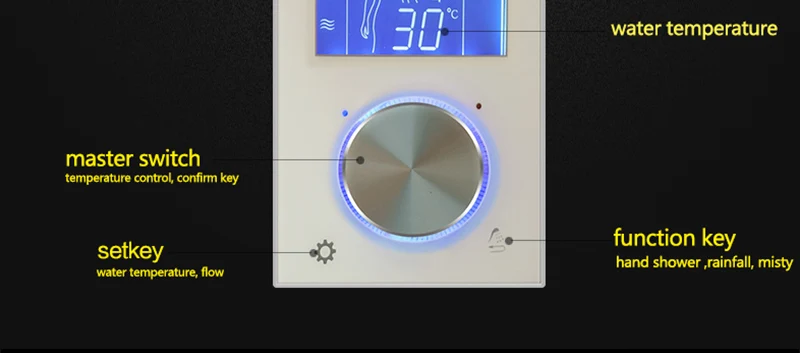 Наборы для душа Интеллектуальный ЖК-цифровой 2" SPA Mist LED Touch Mixer Набор для душа