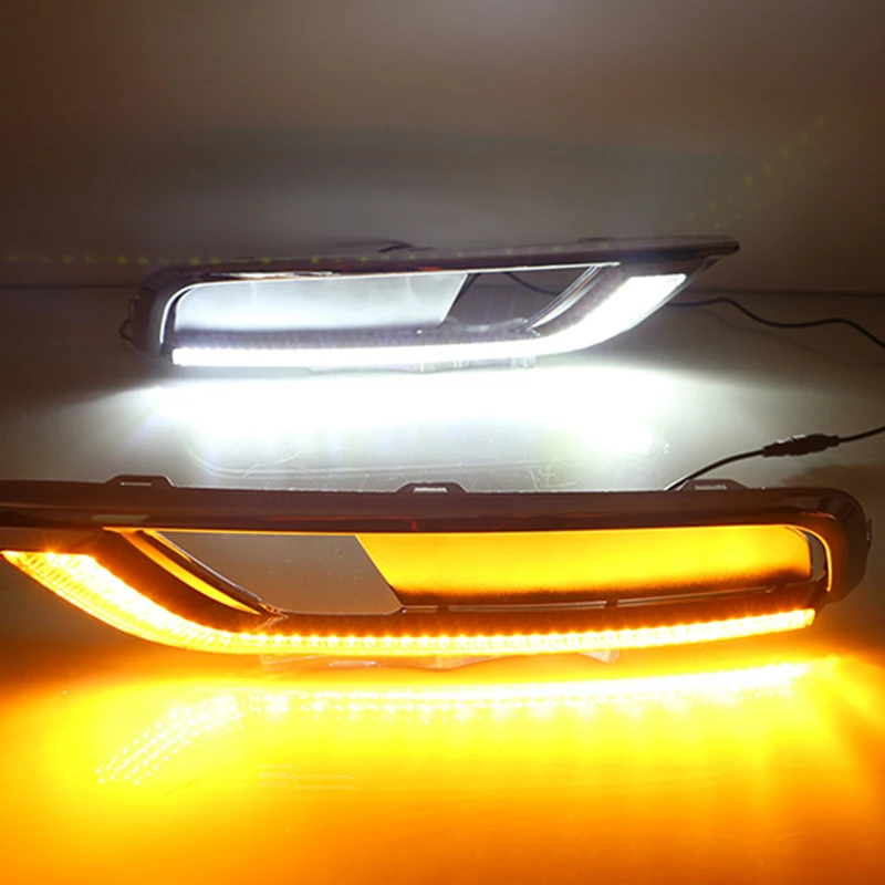 

Car Flashing 1Pair For Honda CRV CR-V 2015 2016 LED Car DRL daytime running light Bumper Front Fog lamp Turn Signal yellow