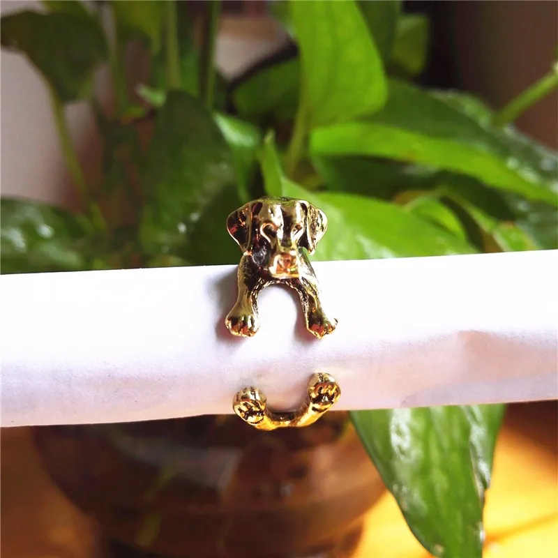RONGQING Boho кольцо "Лабрадор" детские ювелирные изделия Творческий 3D кольцо для животных для собак для женщин и мужчин регулируемый Bague Homme - Цвет основного камня: Antique Bronze