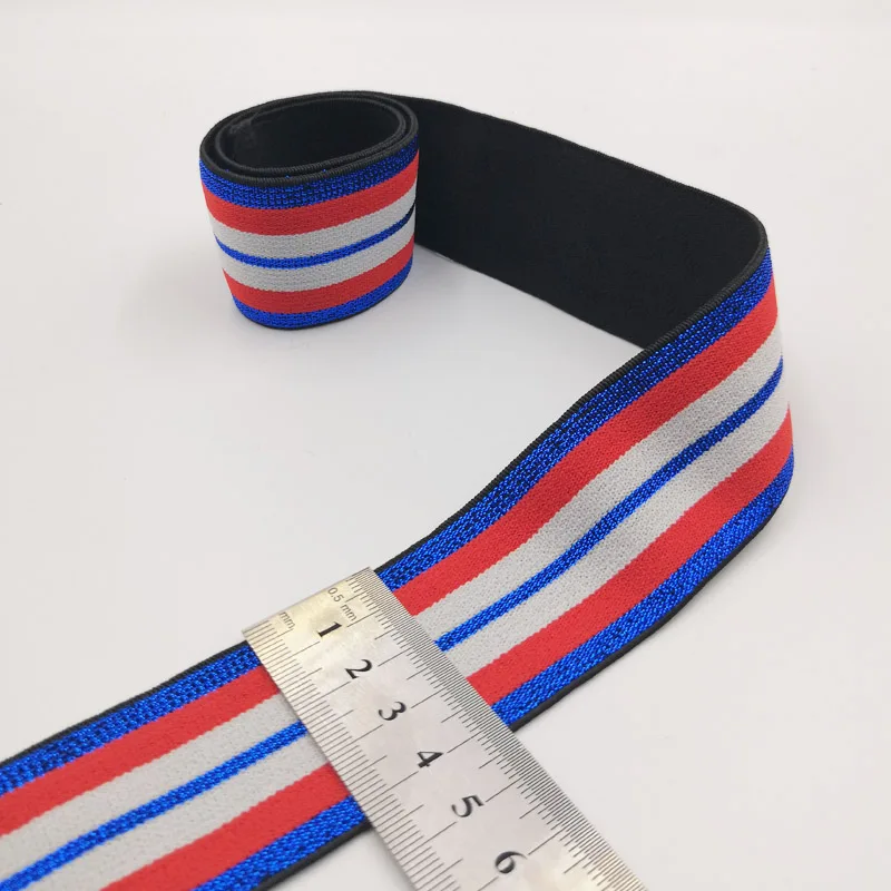 1M Gold Silver Stripe Elastic Bands 40MM Elastic Ribbon Clothing Bags Trousers Elastic Rubber 4CM Webbing DIY Sewing Accessories - Цвет: 5 1m